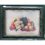 Vintage framed polychrome print depicting an assortment of fruit. Approx. 39cms x 53vms used