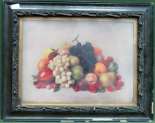 Vintage framed polychrome print depicting an assortment of fruit. Approx. 39cms x 53vms used