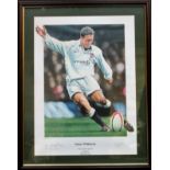 Robert J Highton - Framed polychrome print depicting Jonny Wilkinson - Limited edition No. 569/