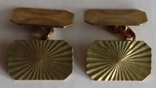 Pair of 9ct gold cufflinks. Weight 5.6g Both appear in reasonable used condition