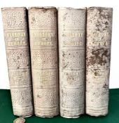 SIR ARCHIBALD ALISON, 'HISTORY OF EUROPE 1852', FOUR VOLUMES, CLOTH BACKS