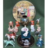 Sundry ceramics including Ridgeway plaque, various ceramic figures and animals etc All in used