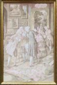 Gilt framed embroidery depicting an old English scene. App. 85 x 59.5cm Appears in reasonable used