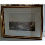 POLYCHROME PRINT DEPICTING AVON GORGE, FRAMED AND GLAZED, APPROXIMATELY 24 x 37cm