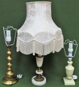Onyx and gilded table lamp, plus other table lamps All in used condition, not tested