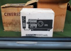Cinerex SU-200 8MM movie projector, Chinon 5000 Auto slide projector, plus another projector and two