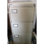 Modern Punchline three drawer filing cabinet. App. 101cm H x 47cm W x 62cm D Reasonable used