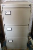 Modern Punchline three drawer filing cabinet. App. 101cm H x 47cm W x 62cm D Reasonable used