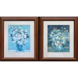 Vincent Van Gough - Pair of framed polychrome prints - Vase of Roses & The Bouquet. Approx. 27cms