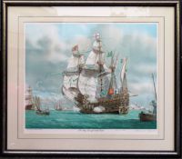 Framed pencil signed limited edition polychrome print "The Mary Rose" App. 43 x 52cm Appears in