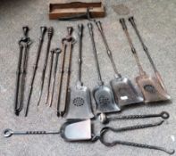 Parcel of various vintage fireside tools, all in used condition