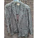 VINTAGE GREY AND RED PATTERNED COTTON/VISCOSE JACKET WITH PATCH POCKETS, PLUS SUNDANCE JACKET,