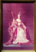 Gilt framed print depicting a young Queen Victoria. App. 93 x 62cm