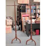 Two vintage wooden banner stands on tripod supports. Largest App. 182cm H