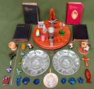 Sundry lot Inc. Waterford crystal side plates, Swarovski butterfly, volumes, pewter items, etc