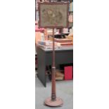 Victorian tapestry oak pole screen. App. 156cm H