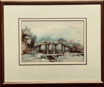 ROBERT WATT CAFE RBA, WATERCOLOUR- 'A BRIDGE IN DEVON', APPROXIMATELY 16 x 24cm