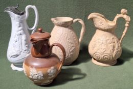 FOUR VARIOUS CERAMIC JUGS INCLUDING DOULTON LAMBETH All appear in reasonable used condition