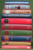 Ten various Folio Society volumes including Elizabeth I, A Short History of Time etc
