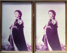 Two large framed print of Queen Elizabeth II. App. 102 x 62cm