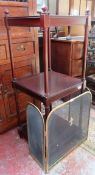 20th century mahogany three tier whotnot, plus brass firescreen Both in used condition, unchecked