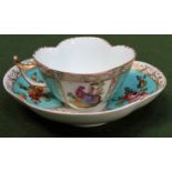 Dresden style handpainted and gilded ceramic cabinet cup and saucer