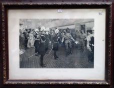Large gilt framed monochrome print - Lord Kitchener's Homecoming. Approx. 68cms x 95cms