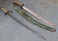 19th century Chinese sword with shagreen type handle, plus 19th century French rifle bayonet
