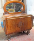 Art Deco style oak mirror back sideboard. App. 159.5cm H x 137cm W x 51cm D