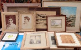Quantity of various pictures and prints, watercolour, old photos etc All in used condition,