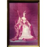 Gilt framed print depicting a young Queen Victoria. App. 93 x 62cm