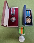 Three medals - Defence medal, National Service medal & Veterans Badge medal