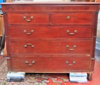19th century inlaid mahogany two over three chest of drawers. Approx. 113cm H x 125cm W x 55.5cm D