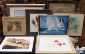 Parcel of various pictures and prints, old photos, watercolour etc
