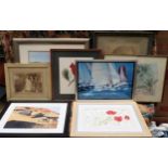 Parcel of various pictures and prints, old photos, watercolour etc