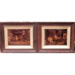 Pair of Victorian oak framed Christoleums. App. 19 x 26cm