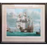 Framed pencil signed limited edition polychrome print "The Mary Rose" App. 43 x 52cm