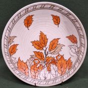 Charlotte Rhead for Crown Ducal 1930's Golden Leaves pattern tube lined circular wall plaque