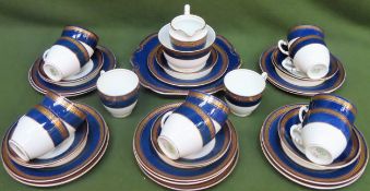 Parcel of Royal Anchor cobalt blue and gilded tea ware. Approx. 35+ pieces