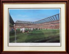 Terence Macklin - Framed pencil signed polychrome print - England 15 New Zealand 9