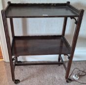 Oak two tier tea trolley. App. 80cm H x 61cm W x 38cm D