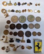Mixed lot including cufflinks, badges, coinage etc