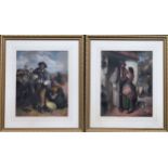 Pair of gilt framed polychrome prints. App. 44 x 34.5cm