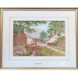 W. J Davis - Framed watercolour depicting a country road scene, dated 1878