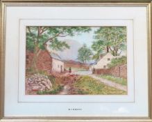 W. J Davis - Framed watercolour depicting a country road scene, dated 1878