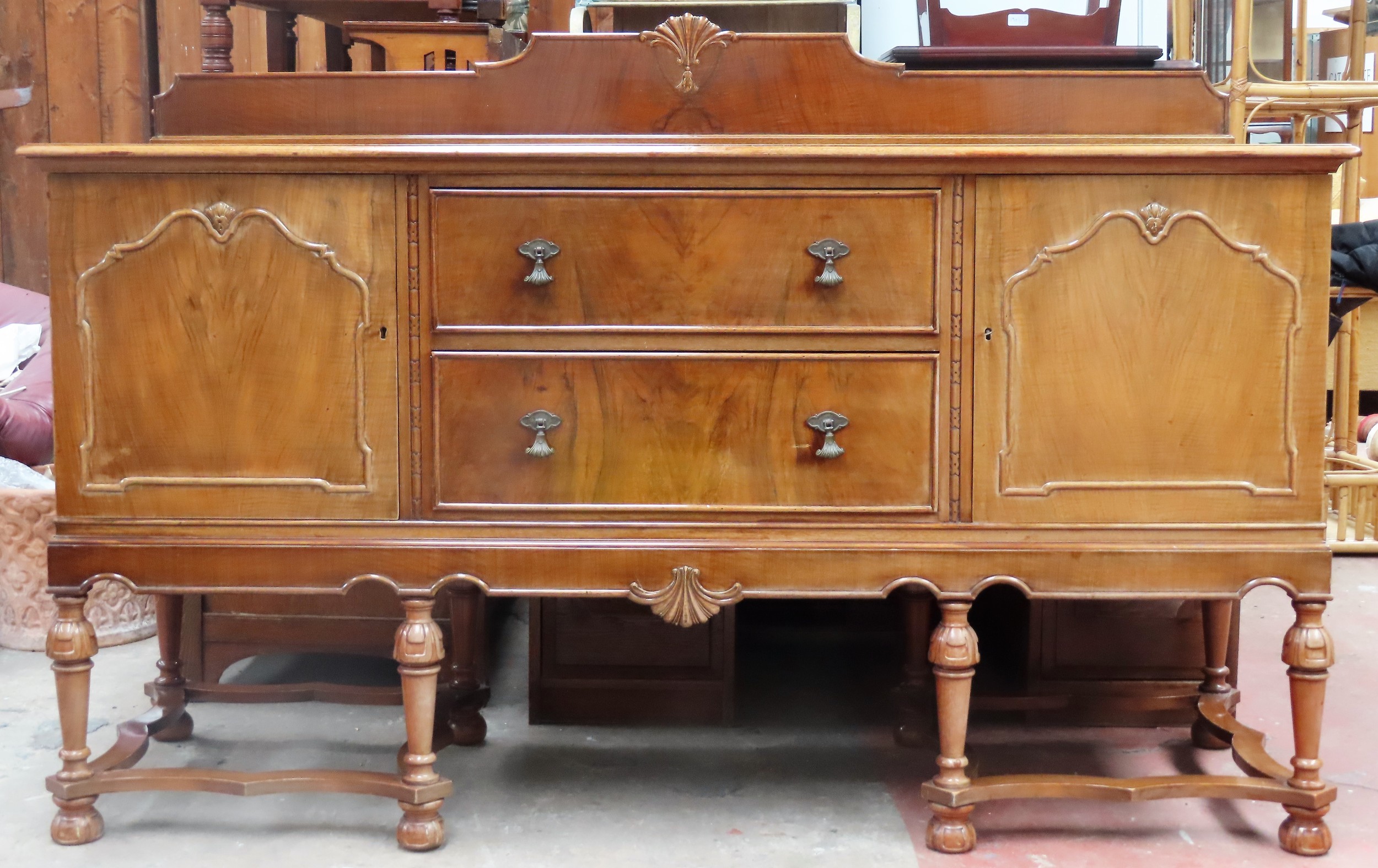 Early/Mid 20th century mahogany two drawer sideboard. App. 122cm H x 184cm W x 60cm D