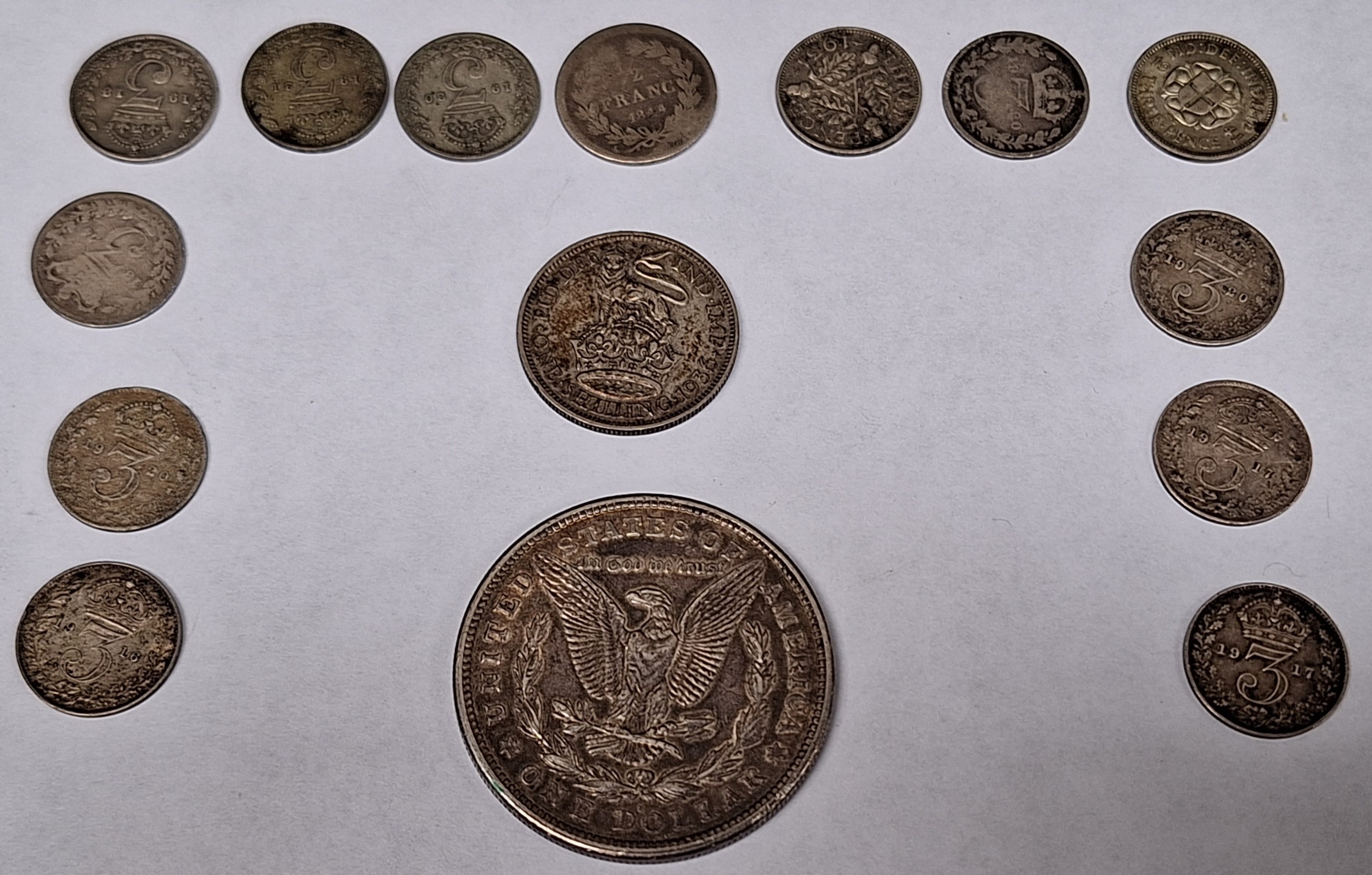 Parcel of various silver coinage including One Dollar, Shilling, 3 Pence pieces etc - Image 2 of 2