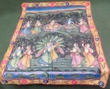 Oriental handpainted piece of fabric, decorated with figures