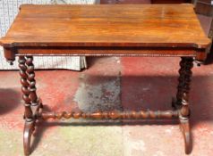 Late 19th/ Early 20th century Rosewood barley twist hall table. App. 66cm H x 94cm W x 53cm D