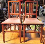 Pair of Edwardian mahogany string inlaid bedroom chairs. App. 87cm H